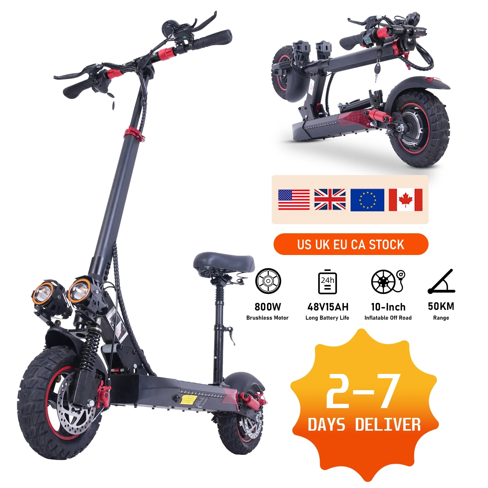 Trottinette Électrique J01 – 800 W, 55 km d’autonomie, Double Suspension, Pliable